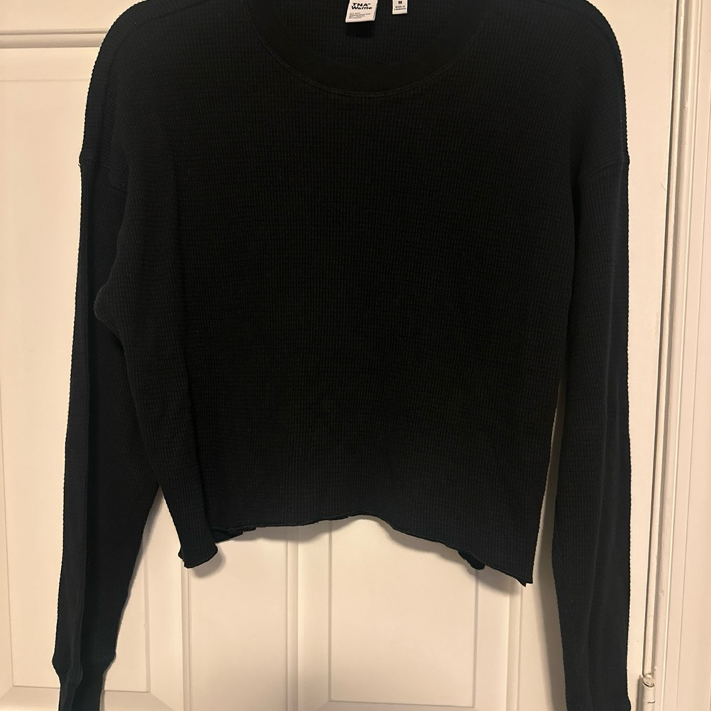 TNA Black Waffle Knit Sweater